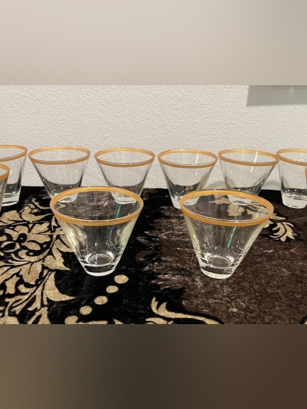 MCM Gold Rim Vodka/Cocktail Glasses Set Of 2 - Picture 12 of 13